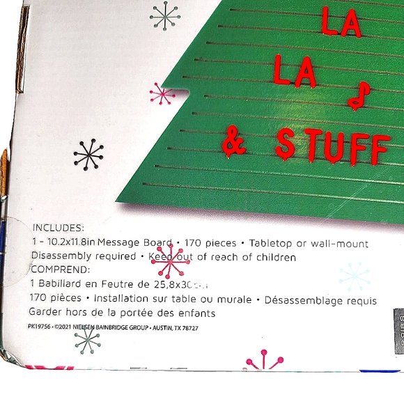 Burnes of Boston 170 Character Christmas Tree Message Board 10.2"X11.8"X0.25" - Picture 3 of 7